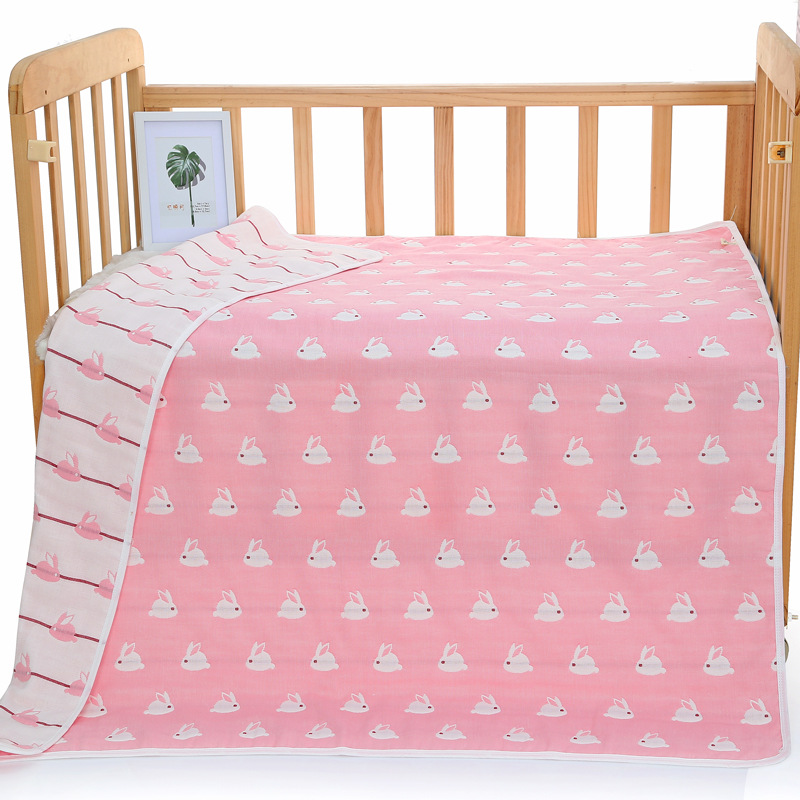 V888-ELOSUNG15997-223349-00 Pink Bunny, 6-Layer Muslin Baby Blanket - Soft Cotton Bedding for Infants and Toddlers, 110x110 cm, - Image 1