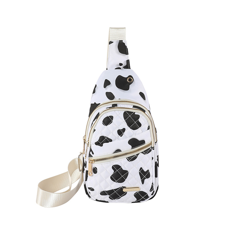 V888-ELOSUNG16017-214213-00 Black-white Women's Quilted Sling Bag - Stylish Crossbody Shoulder Backpack - Image 1