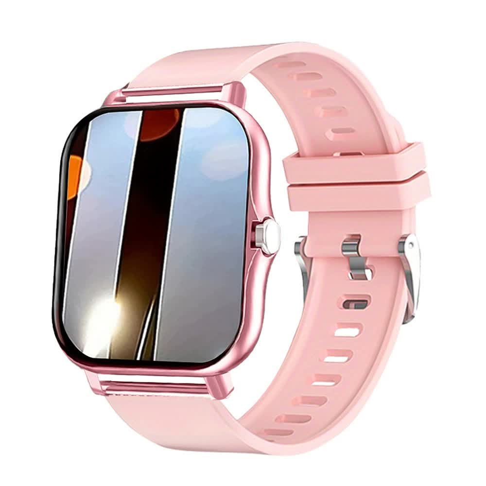 V888-ELOSUNG16128-215304-00 Single Silicone Strap Pink Smart Fitness Watch with Large Display - 24 Sport Modes, Heart Rate Monitor & More - Image 1
