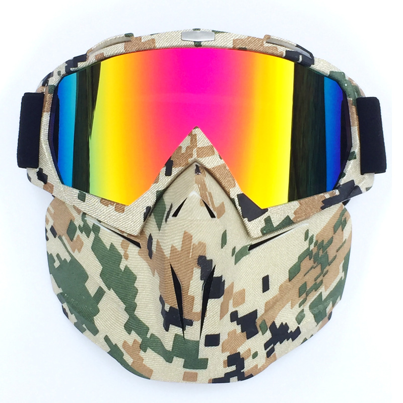 V888-ELOSUNG16574-216658-00 Camouflage Frame Faux Red Flake Sleek Black Full-Face Snow Goggles with Mirror Lens - Ultimate Protection and Comfort - Image 1