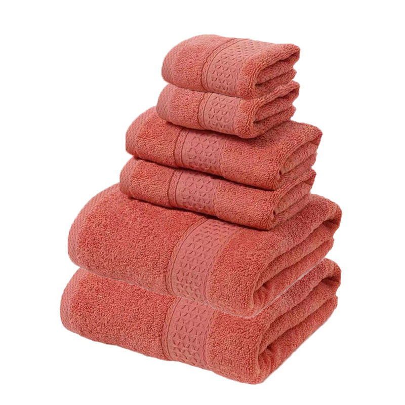 V888-ELOSUNG16776-223372-00 Red Luxury 6-Piece 100% Cotton Towel Set - 2 Bath Towels, 2 Hand Towels, 2 Face Towels - Image 1
