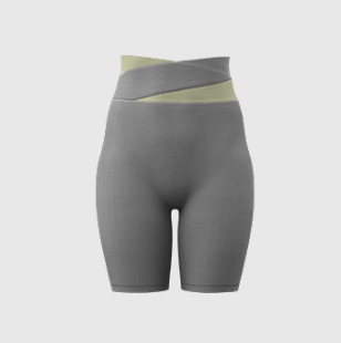 V888-ELOSUNG16982-224928-00 XXL Grey Color-Block High-Waist Yoga Shorts - Seamless Scrunch Butt Anti-Chafing Workout Shorts - Image 1