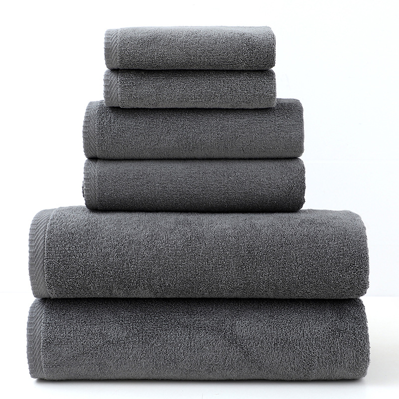V888-ELOSUNG17795-223348-00 Grey Premium Cotton Towel Set - 6 Pieces, Soft & Absorbent Bath Towels for Adults - Image 1
