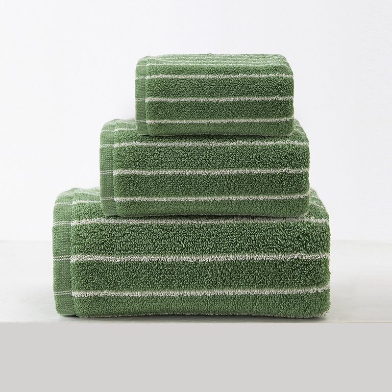 V888-ELOSUNG17817-224261-00 Green Soft and Absorbent Cotton Towel Set | 3-Piece Luxury Bath Towels - Ideal for Adults, Face & Bath Towels - Image 1