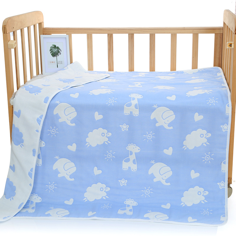 V888-ELOSUNG18003-223282-00 Blue Animal, 6-Layer Muslin Baby Blanket - Soft Cotton Bedding for Infants and Toddlers, 110x110 cm, - Image 1