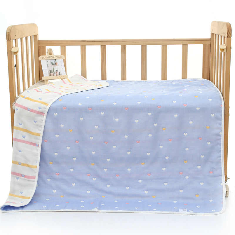 V888-ELOSUNG18020-224145-00 Blue love heart, 6-Layer Muslin Baby Blanket - Soft Cotton Bedding for Infants and Toddlers, 110x110cm - Image 1