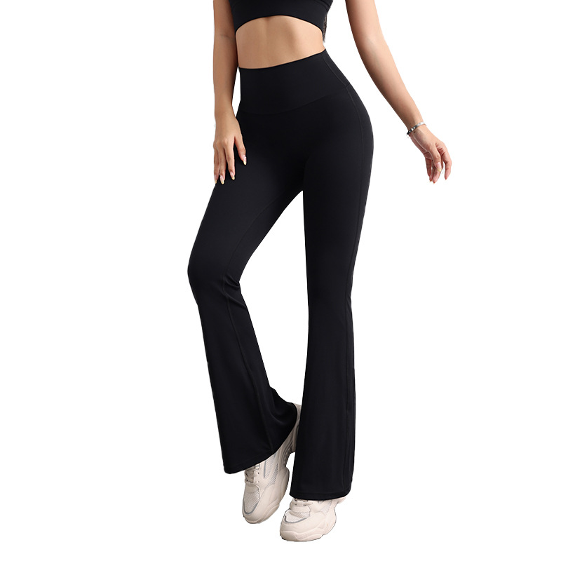 V888-ELOSUNG19318-202502251020-00 S Black High Waist Flare Yoga Pants - Women's Bootcut Leggings - Peach Lift, Quick Dry, Workout & Fitness Pants - Image 1