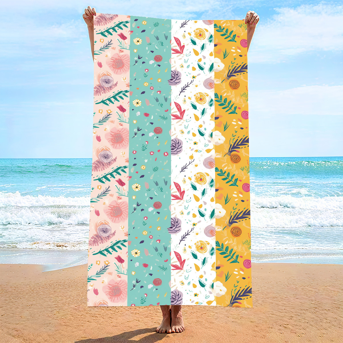 V888-ELOSUNG19516-202503071340-00 2 pcs Extra Large Microfiber Double-Sided Beach Towel, Quick-Drying and Portable - STJ-003-X21 - Image 1
