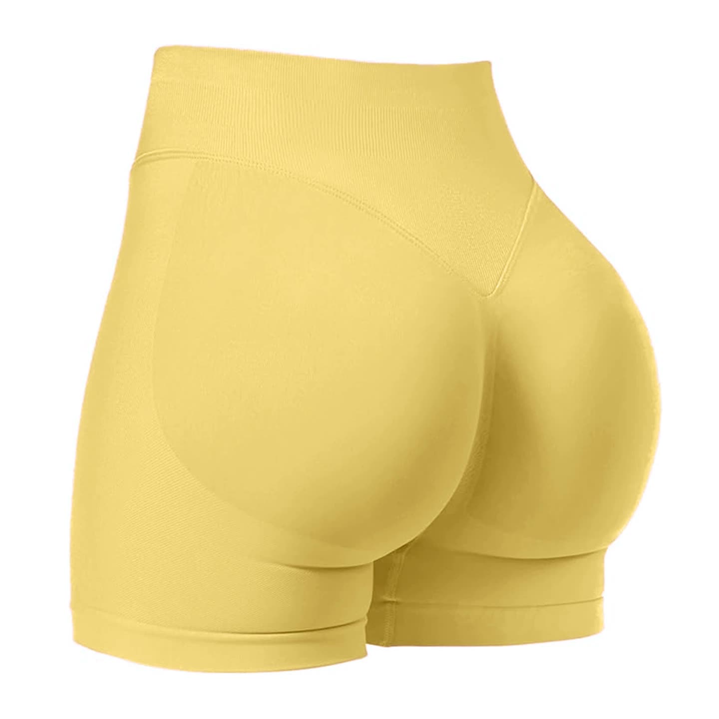 V888-ELOSUNG20189-224439-00 Yellow High-Waisted Yoga Shorts for Women, Butt-Lifting Fitness Running Shorts, Sports Leggings for Workout, Size XL - Image 1