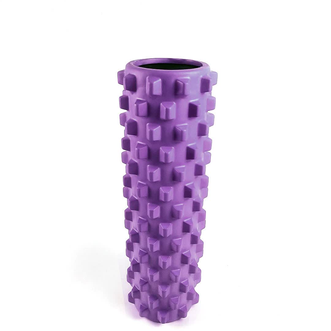 V888-ELOSUNG20287-225944-00 Purple Solid Yoga Foam Roller 45cm - Colorful Wolf Tooth Design Muscle Relaxation Massage Stick for Fitness and Sports - Image 1