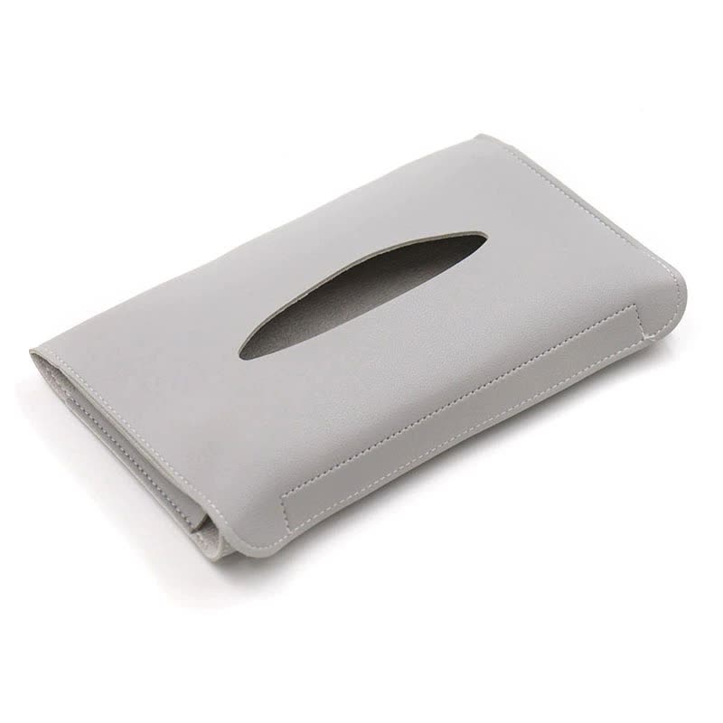 V888-ELOSUNG20379-226771-00 2 pcs Grey Car Sun Visor Tissue Holder - PU Leather Napkin Dispenser for Vehicle Interior - Image 1