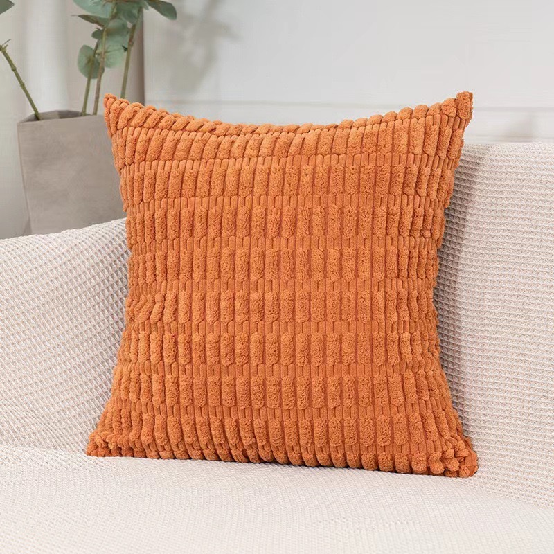 V888-ELOSUNG20712-202502281134-00 Orange Set of 2 Corduroy Style Throw Pillow Covers - Machine Washable 55*55CM - Image 1