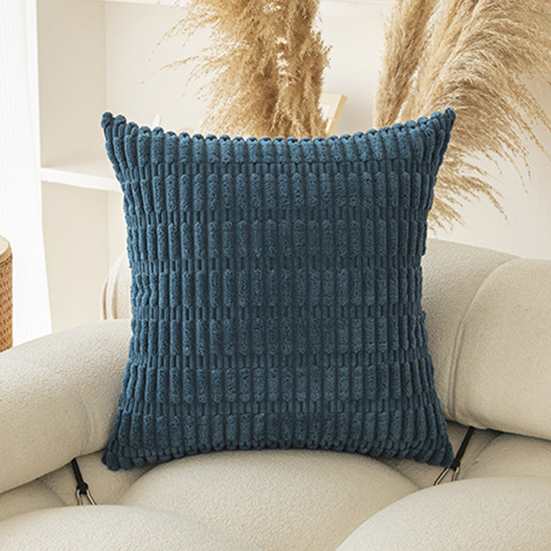 V888-ELOSUNG20717-202502281135-00 Blue Set of 2 Corduroy Style Throw Pillow Covers - Machine Washable 55*55CM - Image 1