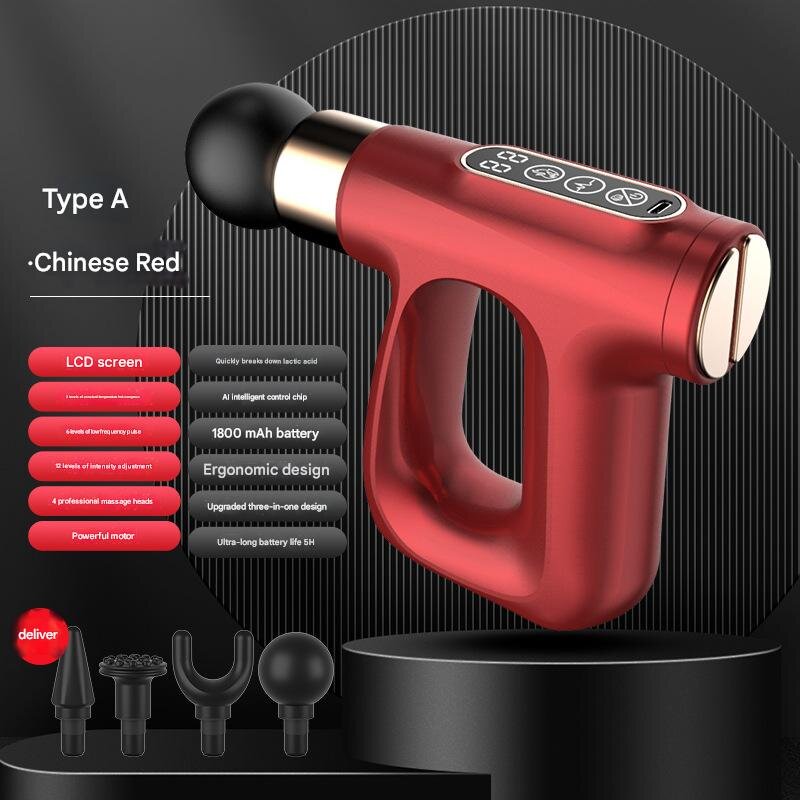 V888-ELOSUNG20961-202503121520-00 Red Mini Fascia Gun Muscle Massager with Pulse Heat - Deep Tissue Relaxation - Image 1