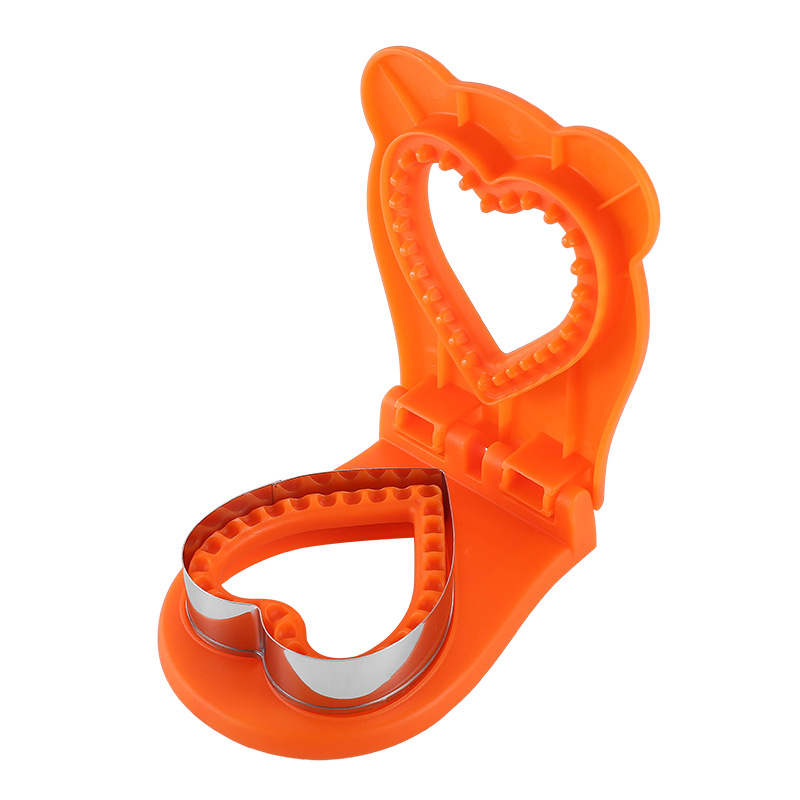 V888-ELOSUNG21426-202502281035-00 3 Pcs Orange Heart Sandwich Maker Sealer - DIY Toast Pocket Bread Cutter & Sealer Mold (PP + 304 Stainless Steel) - Image 1