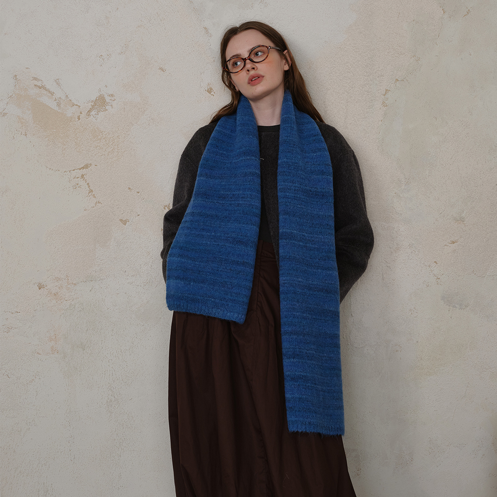 V888-ELOSUNG21749-202503111107-00 Blue Vintage Wool-Blend Knit Scarf - Warm and Stylish for Men and Women - Image 1