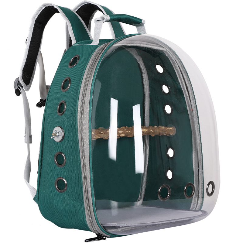 V888-ELOSUNG21774-202503111136-00 Green Stylish Transparent PVC Pet Carrier Backpack - Large Capacity, Multi-Use for Birds & Cats(Including Wooden Stick) - Image 1