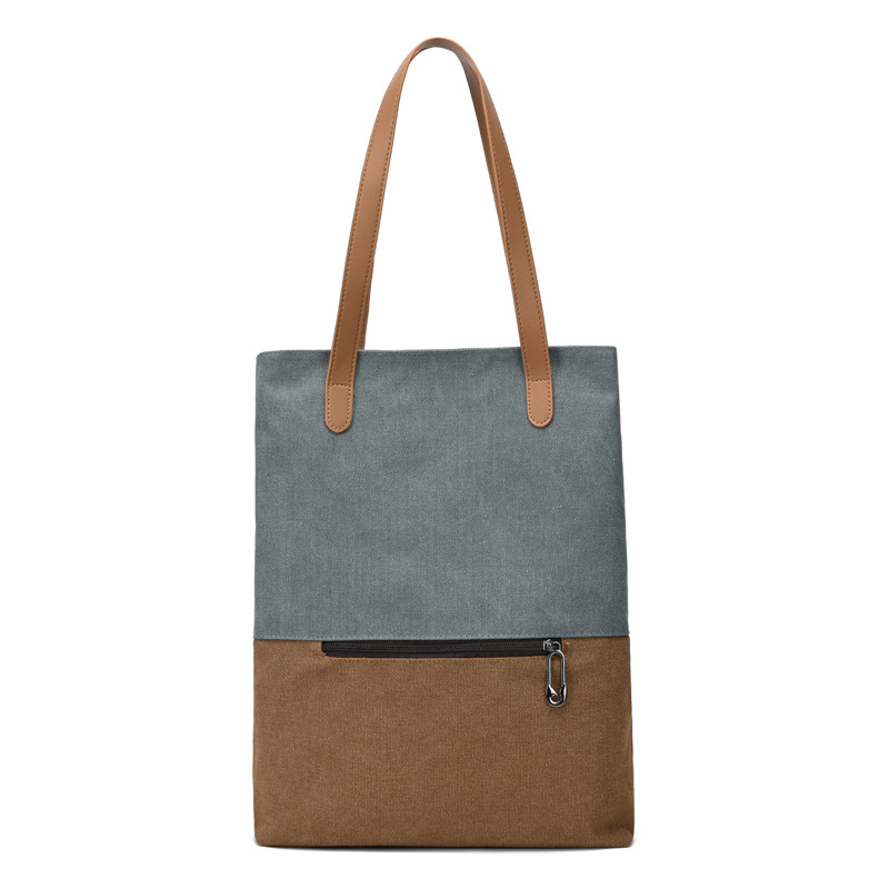 V888-ELOSUNG21842-202503121517-00 Dark Cyan And Brown Canvas Tote Bag for Women - Multi-Use Shoulder Handbag & Backpack, Large Capacity, 30x10x40cm - Image 1