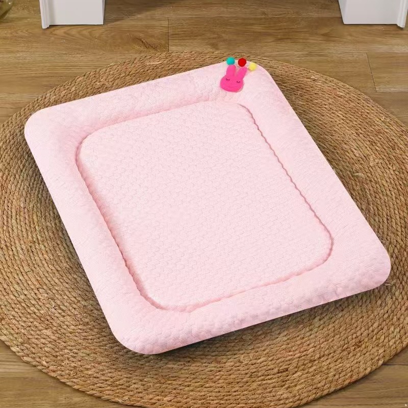 V888-ELOSUNG22865-202504141711-00 Pink Breathable Cooling Pet Mat - Ice Bean Summer Bed for Small Dogs (S : 35x47cm) - Image 1