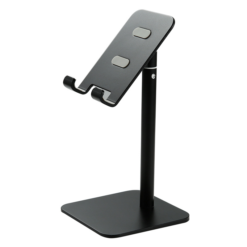 V888-ELOSUNG23754-202504141547-00 Black Adjustable Aluminum Alloy Phone and Tablet Stand - Telescopic Desktop Holder for Live Streaming and Hands-Free Use - Image 1