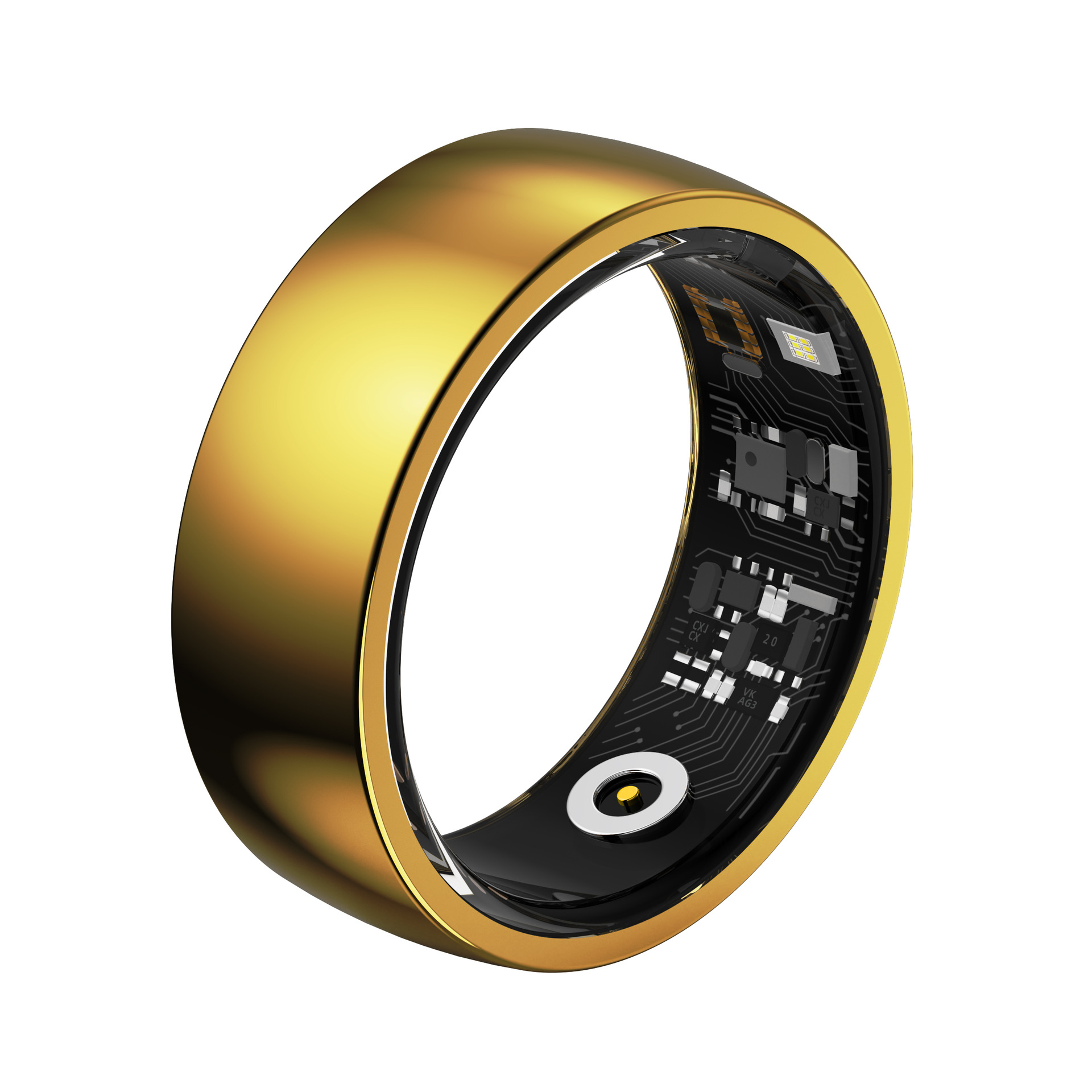 V888-ELOSUNG24317-202503282125-00 Gold Round 0.81inch Smart Ring with Heart Rate and Sleep Tracking - IP68 Waterproof Fitness Tracker with Step Counter - Image 1