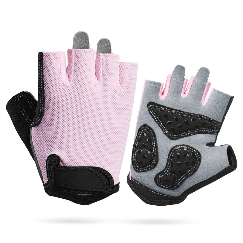 V888-ELOSUNG24343-202504011306-00 S Pink Children's Summer Cycling Gloves - Breathable Half-Finger Non-Slip Fitness Training Gloves for Weightlifting - Image 1