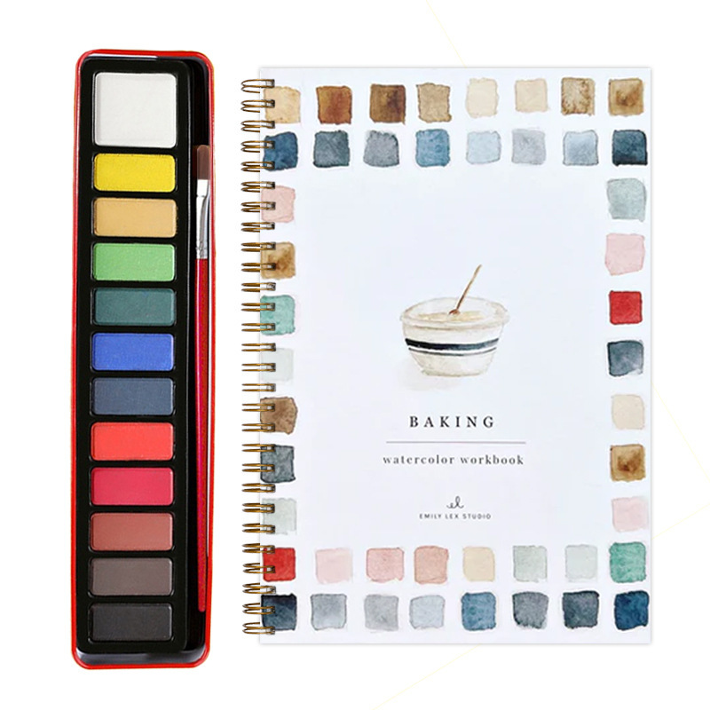 V888-ELOSUNG24563-202504141427-00 Baking 2-Pack Watercolor Painting Set - Premium Bird-Themed Coloring Books with Watercolor Paints (22.86x16.51cm) - Artist-Grade Workbook Kit - Image 1