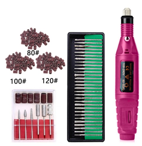 V888-ELOSUNG24739-202504171837-00 Regular Set With Long Grinding Pin + Sanding Ring Portable Electric Nail Drill Kit - USB Manicure Pedicure Polishing & Shaping Tool Set - Image 1