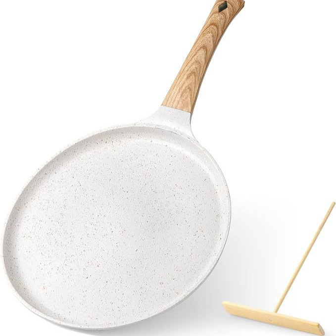 V888-ELOSUNG24744-202504171842-00 White 24cm Non-Stick Crepe Pan - Versatile Flat Skillet for Pancakes, Omelettes & Tortillas - Image 1