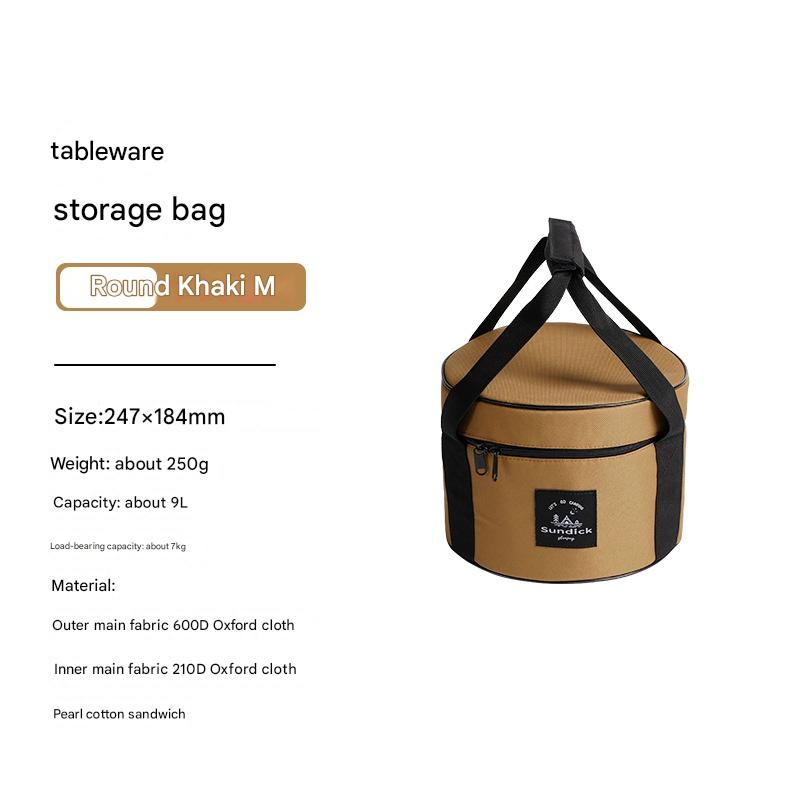 V888-ELOSUNG25227-202504211253-00 Portable Outdoor Kitchen Utensil Organizer,Waterproof Camping Cookware Storage Bag, Khaki-Size M - Image 1