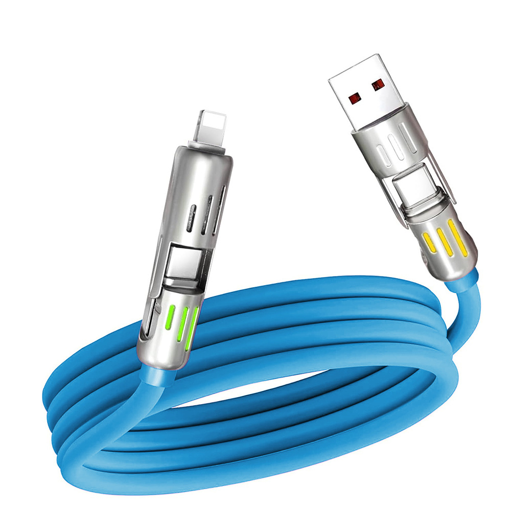 V888-ELOSUNG25711-202505081748-00 Universal PD Fast Charging Cable with LED Indicator - Zinc Alloy, Durable 1.5m Silicone Cord - Multiple Connector Options(Blue) - Image 1