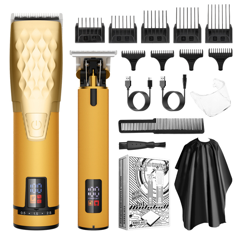 V888-ELOSUNG25885-202505151725-00 Professional 2-in-1 Cordless Hair Clipper & Trimmer Kit with LED Display & 5-Speed Fine Tuning(Gold) - Image 1