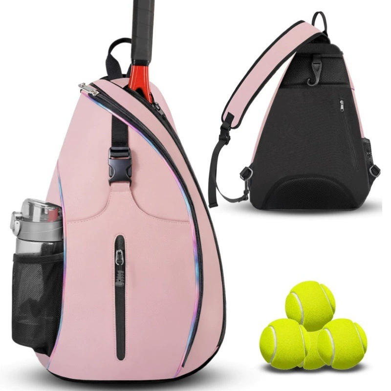V888-ELOSUNG26245-202504211252-00 Pink Tennis Pickleball Sling Bag - Crossbody Racket Backpack for Men & Women (33x14x49cm) - Image 1