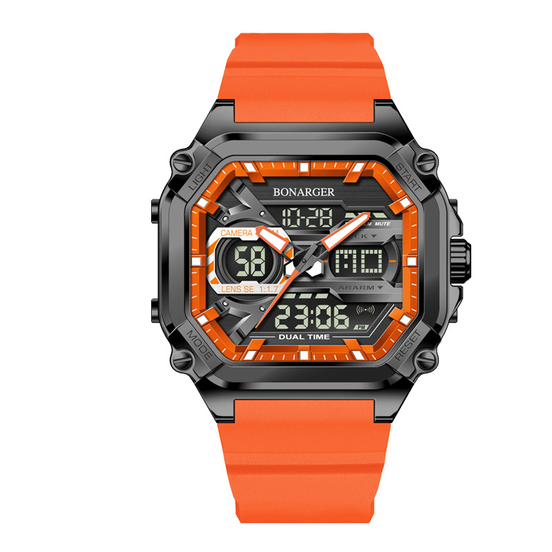 V888-ELOSUNG26286-202504281205-00 Orange Men's Dual Display Watch - Dual Time Digital Analog Waterproof Sports Watch - Image 1