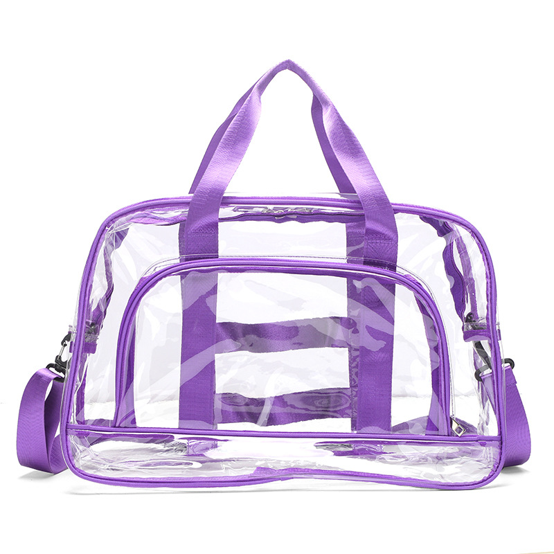 V888-ELOSUNG26327-202504281337-00 Purple transparent Multi-Purpose Clear PVC Bag - Travel, Fitness, Storage Tote (50x32x18cm) - Image 1
