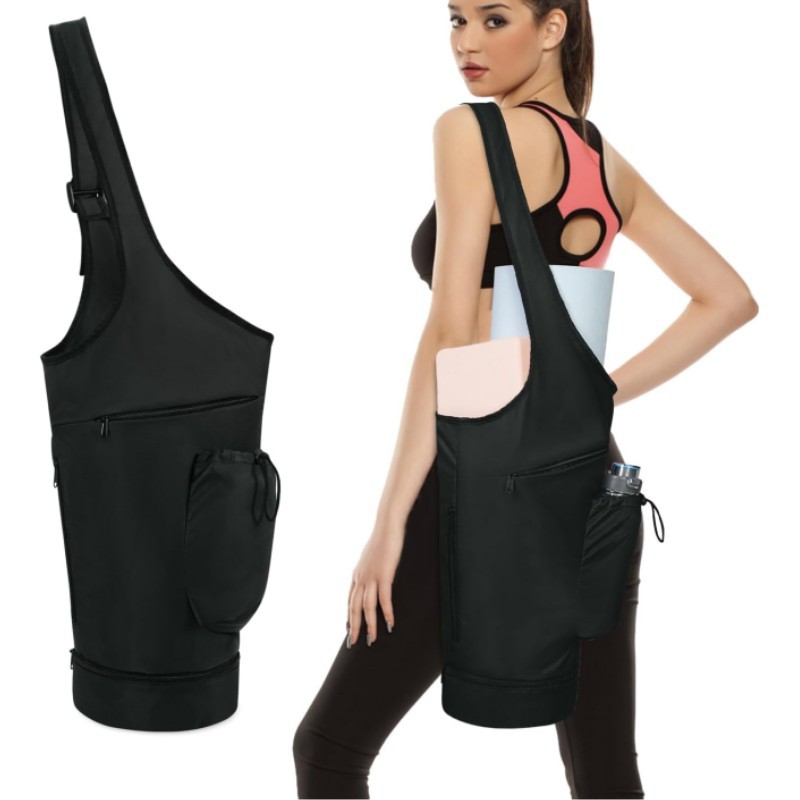 V888-ELOSUNG26469-202504281525-00 Black All-in-One Yoga Sling Bag - Fits Mat & Gear, Large Opening, Side Pockets - Image 1