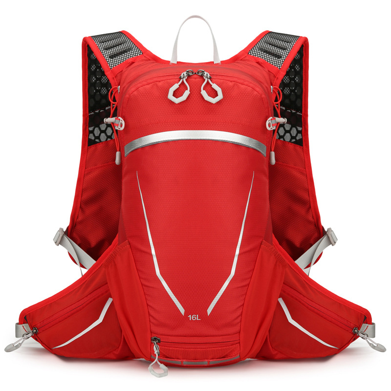 V888-ELOSUNG27732-202505191146-00 Red Lightweight 16L Outdoor Cycling & Hiking Backpack - Water-Repellent Nylon Daypack with Reflective Strips - Image 1