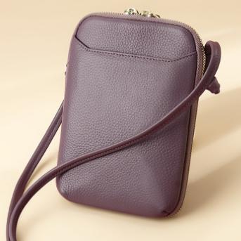 V888-ELOSUNG27834-202505191331-00 Purple Premium Leather Mini Crossbody Phone Bag - Stylish Multi-Pocket Organizer for Women - Image 1