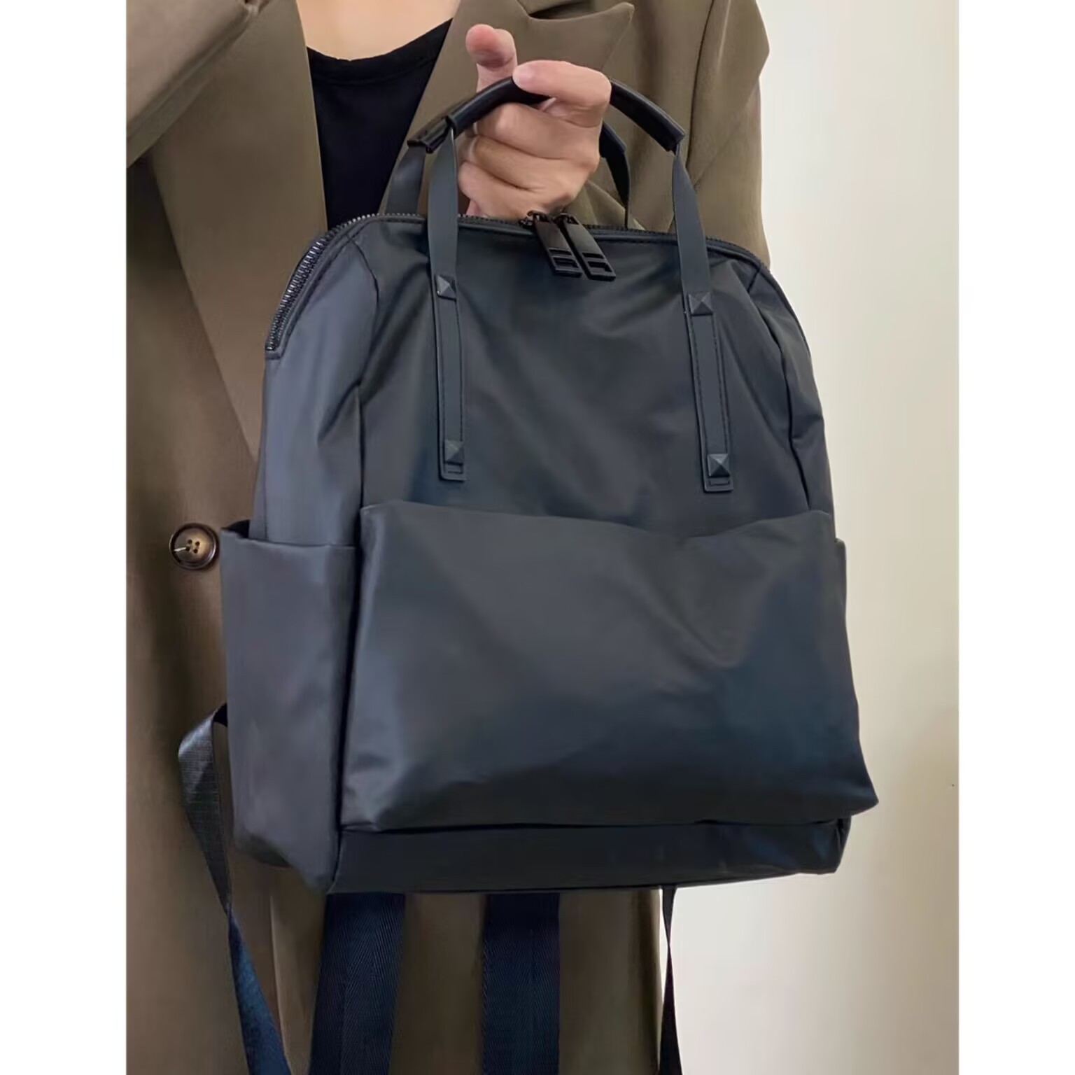 V888-ELOSUNG27848-202505231321-00 Size S Black Stylish Waterproof Nylon Backpack - Lightweight, Multi-Pocket for Travel, Commute & Daily Use - Image 1