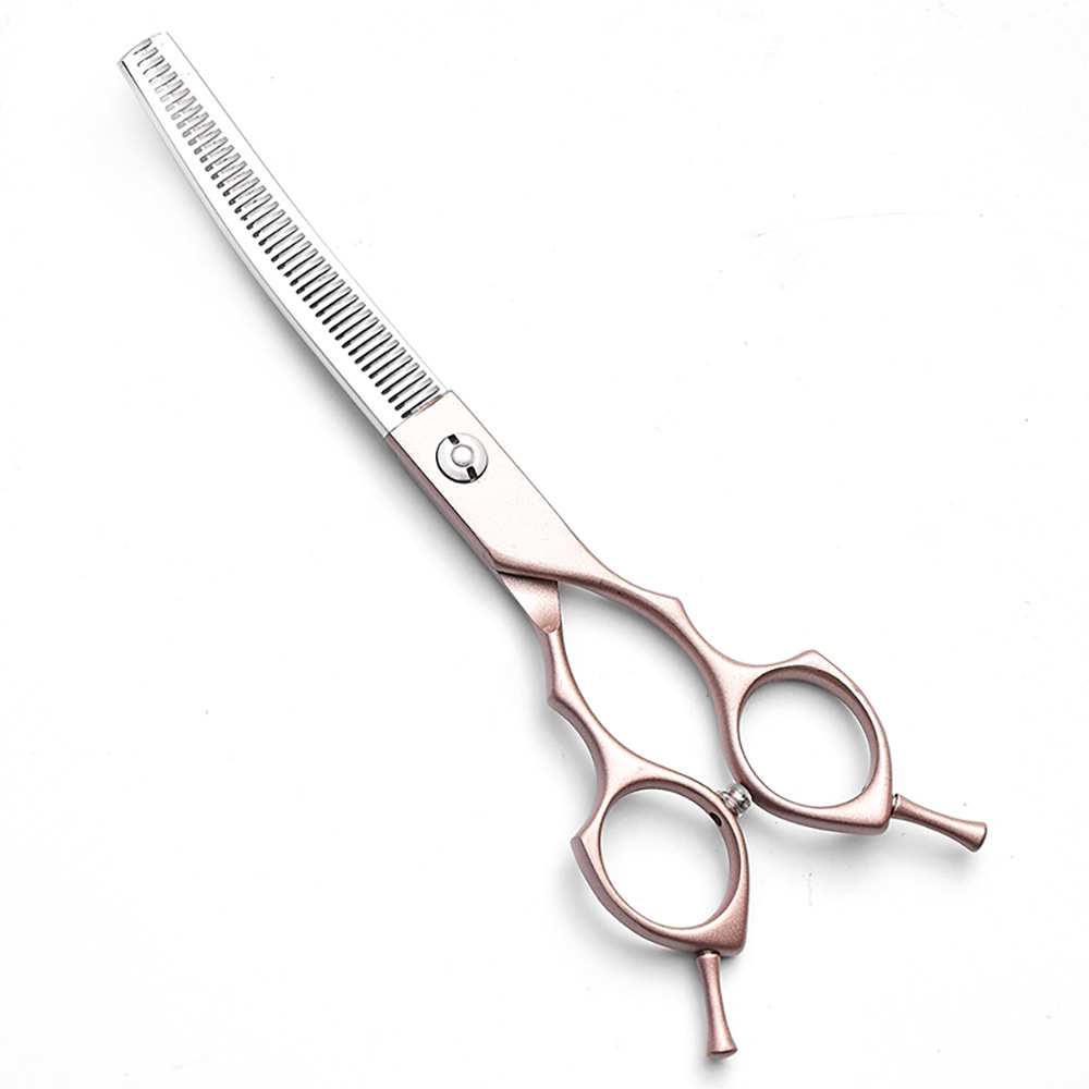 V888-ELOSUNG27878-202505231354-00 Rose Gold and Silver Professional 6.5 Inch Pet Grooming Thinning Shears - 45-Tooth Stainless Steel Texturizing Scissors for Dogs & Cats - Image 1