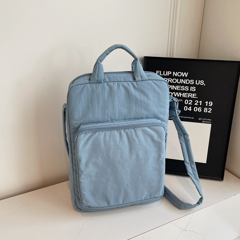 V888-ELOSUNG27916-202505231227-00 Blue Lightweight Nylon Vertical Crossbody Tote Bag - Casual Shoulder Bag with Adjustable Strap & Pockets - Image 1