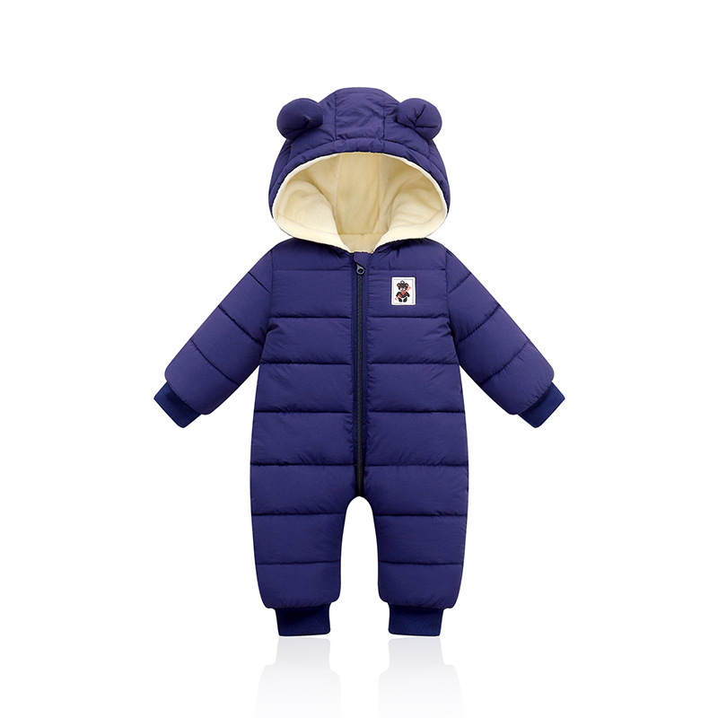 V888-ELOSUNG28206-202504291546-00 Suitable For Height 73cm Dark Blue Baby & Toddler Hooded Padded Snowsuit - Fleece Lined Winter Romper Outerwear - Image 1