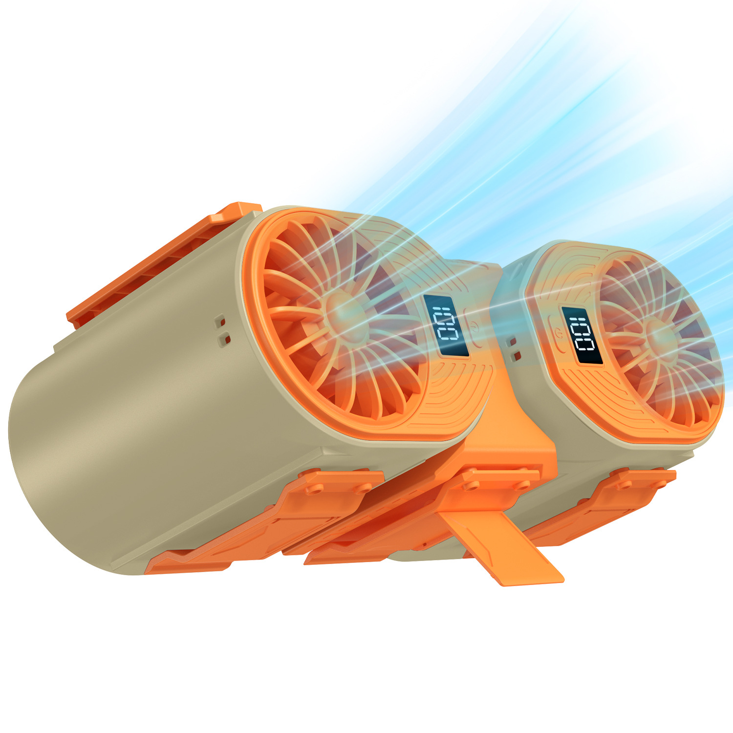 V888-ELOSUNG28616-202505151821-00 Brown-orange Portable Turbo Waist Fan with Digital Display and Dual Air Outlets - Image 1
