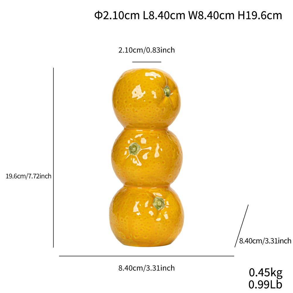 V888-ELOSUNG28667-202505191221-00 Orange Nordic-Style Minimalist Fruit and Flower Vase - Modern Home Decor - Image 1