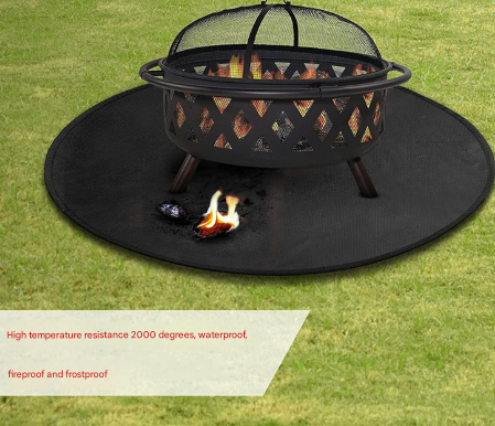 V888-ELOSUNG28856-202505231307-00 24-Inch Black Fireproof Mat for Fire Pit and BBQ - Silicone Coated - Image 1