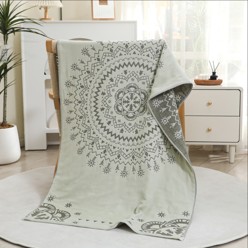 V888-ELOSUNG29166-202505231121-00 Premium Cartoon Animal Print Gauze Bath Towel - 70x140cm, Soft, Absorbent(Mandela 70*140) - Image 1