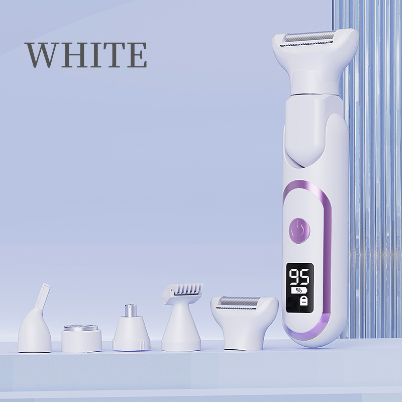 V888-ELOSUNG29306-202505261537-00 5-in-1 Electric Lady Shaver & Grooming Kit - LCD Display, USB-C Rechargeable, Full Body Hair Removal(White) - Image 1
