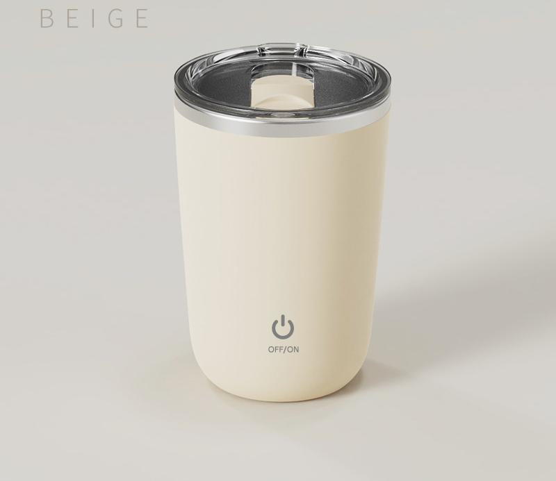 V888-ELOSUNG29317-202505261546-00 Mini Portable Electric Self-Stirring Mug - USB-C Rechargeable, 4-Hour Use, Stainless Steel (Beige) - Image 1