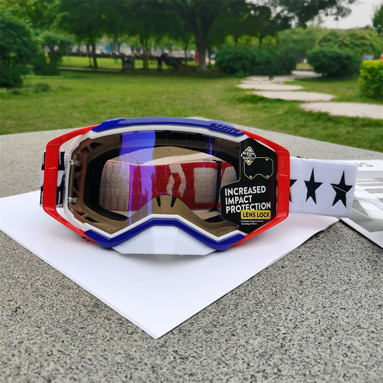 V888-ELOSUNG29634-202506111527-00 Performance Motocross & Off-Road Goggles - Increased Impact Protection with Lens Lock System(Red and blue frame blue film) - Image 1