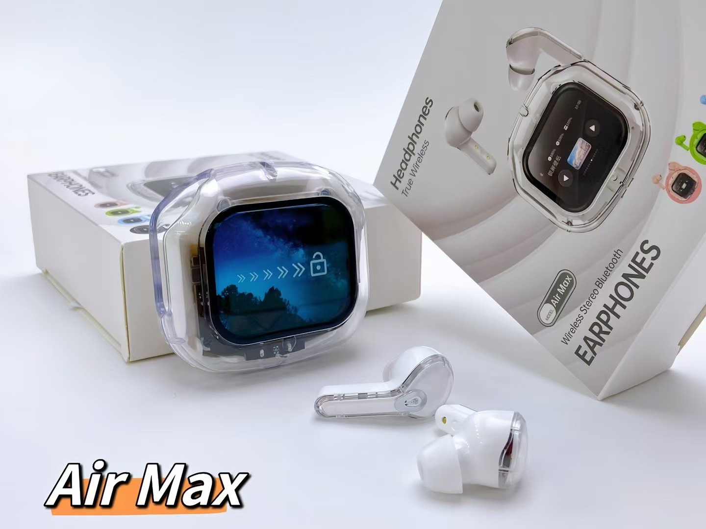 V888-ELOSUNG29798-202506131045-00 Transparent TWS Wireless Earbuds with Smart Call Noise Reduction & LED Display Case - Bluetooth 5.4(white) - Image 1